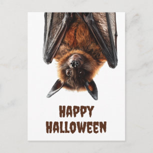 Postal Murciélago Lindo de Halloween Zorro Volador