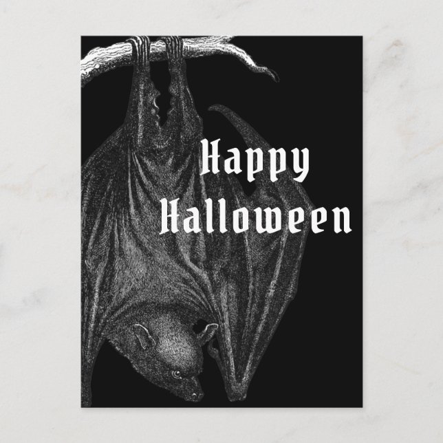 Postal Murciélagos góticos feliz Halloween  (Anverso)