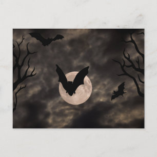 Postal Murciélagos Noche Espeluznante Halloween