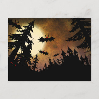 Postal Murciélagos personalizados de Halloween, castillo