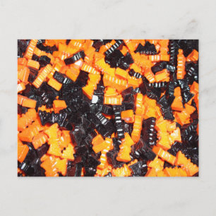 Postal Murciélagos vampiros de caramelo negros y naranjas