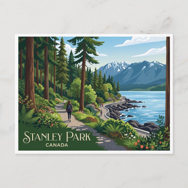Postal Muro marítimo del parque Stanley Vancouver Canadá (Anverso)