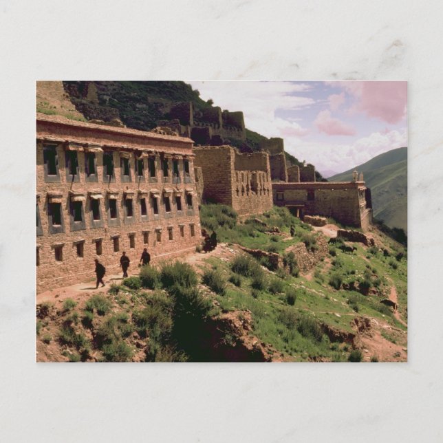 Postal Muros y ventanas de Gompa, Tíbet, China (Anverso)
