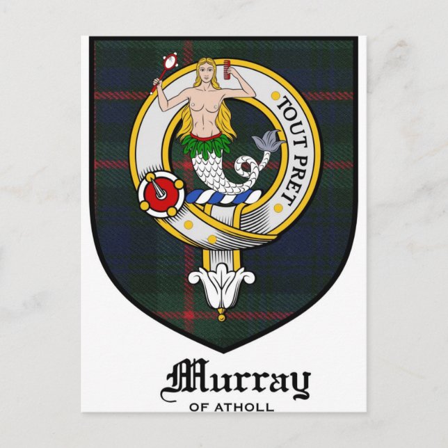 Postal Murray Clan Escudo Badge Tartan (Anverso)