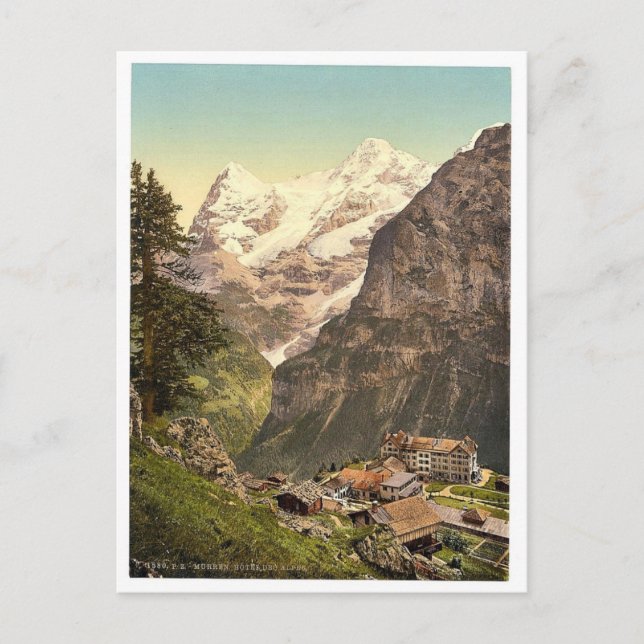 Postal Murren, montañas del DES del hotel, Bernese (Anverso)