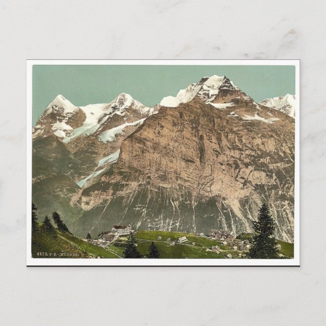 Postal Murren, vista general, Bernese Oberland, Suiza (Anverso)