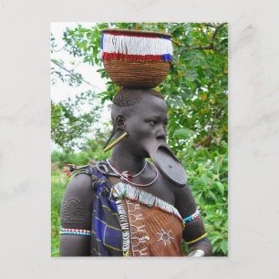 Postal Mursi Woman with Lip Plate