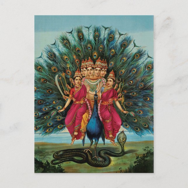 Postal Murugan Kartikeyan Skanda Subrahmanyan la deidad h (Anverso)