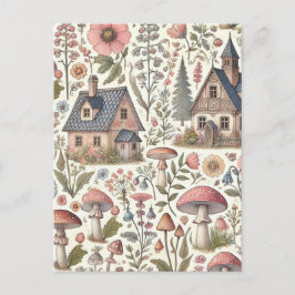 Postal Musambre de Cottagecore y patrón floral