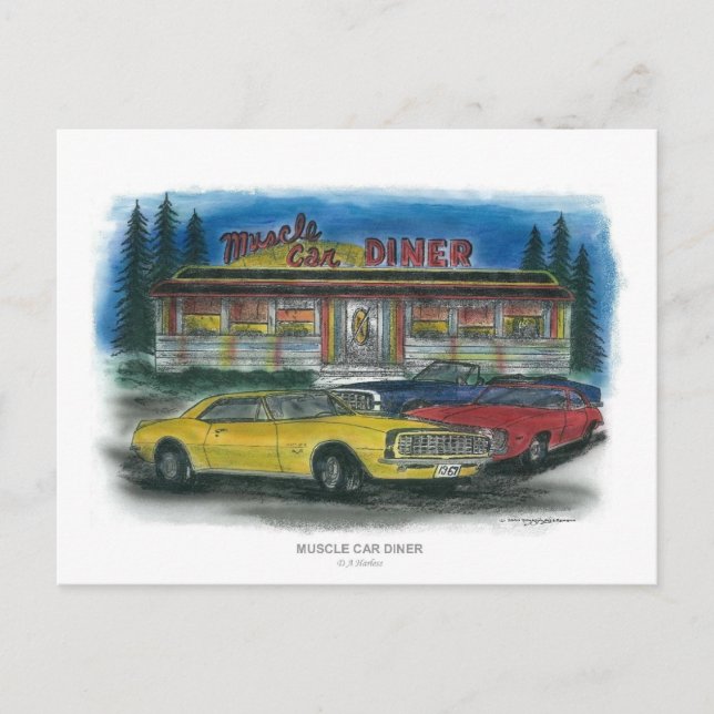 postal MUSCLE CAR DINER (Anverso)