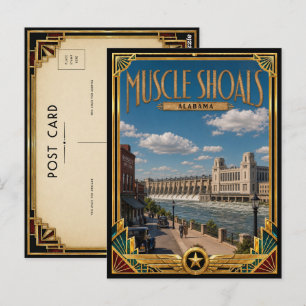 Postal Muscle Shoals Alabama Arte Deco Vintage Edad Dorad
