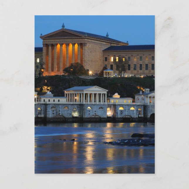 Postal Museo de Arte de Filadelfia y obras de agua para e (Anverso)