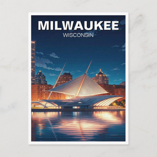 Postal Museo de Arte de Milwaukee Viaja de noche (Anverso)