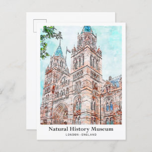 Postal Museo de Historia Natural London Travel Watercolor