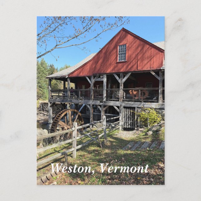 Postal Museo del Antiguo Molino en Weston, VT (Anverso)