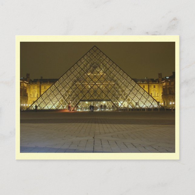Postal Museo del Louvre de noche, París, Francia (Anverso)
