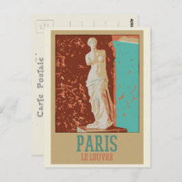 Postal Museo del Louvre de París ilustracion France Postc