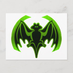 Postal MUSEO Verde en murciélago regalos de Zazzle