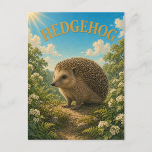 Postal Musgo de Bosque Musgoso Erizo Acuarela GeoSaga