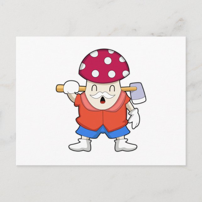 Postal Mushroom as Farmer with Axe (Anverso)
