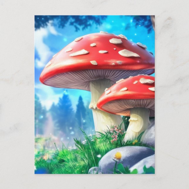 Postal Mushroom Forest Fantasy Art (Anverso)