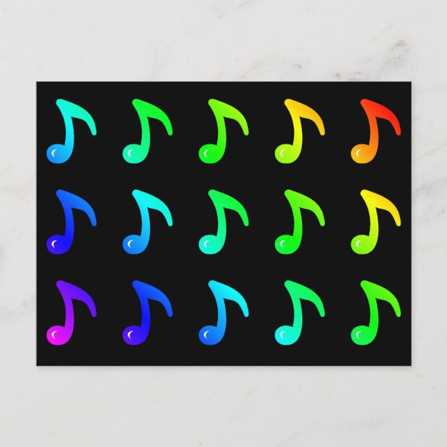 Postal Music Musical Notes Colorful Rainbow Colorful (Anverso)