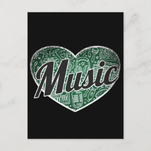 Postal Music Retro Heart Blackboard Love