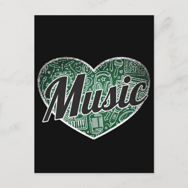 Postal Music Retro Heart Blackboard Love (Anverso)