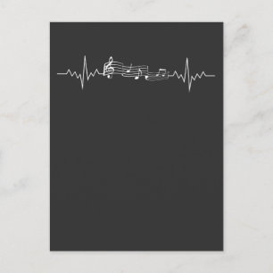 Postal Music Staff Heartbeat a Music Notes White
