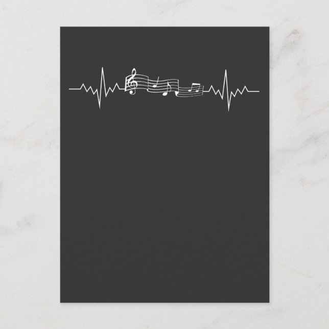 Postal Music Staff Heartbeat a Music Notes White (Anverso)