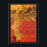 Postal Música Art Nouveau vintage, Ópera La Boheme, 1896<br><div class="desc">Diseño de arte Poster de arte ilustracion vintage de Adolfo Hohenstein con La Boheme, la ópera de 1896. La Boheme es una ópera musical italiana en cuatro actos, con música y libreto de Ruggero Leoncavallo y compuesta por Giacomo Puccini. La historia se desarrolla en París alrededor de 1830 y muestra...</div>