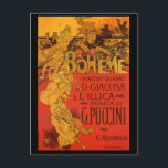 Postal Música Art Nouveau vintage, Ópera La Boheme, 1896<br><div class="desc">Diseño de arte Poster de arte ilustracion vintage de Adolfo Hohenstein con La Boheme, la ópera de 1896. La Boheme es una ópera musical italiana en cuatro actos, con música y libreto de Ruggero Leoncavallo y compuesta por Giacomo Puccini. La historia se desarrolla en París alrededor de 1830 y muestra...</div>