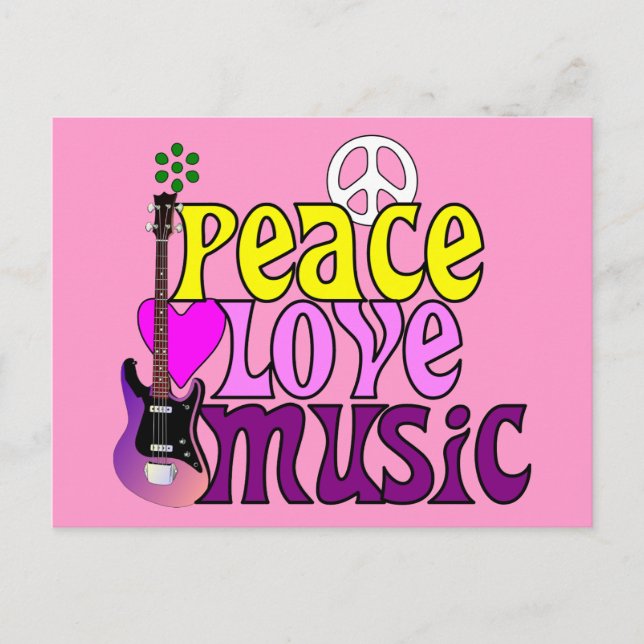 Postal Música de amor de la paz de los años 70 (Anverso)