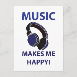 Postal Música de audífonos musicales me hace feliz música