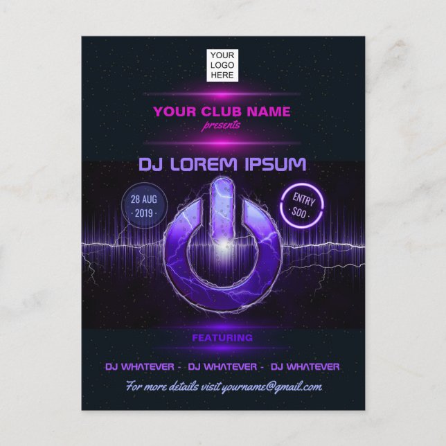 Postal Música de DJ y espectáculo de baile (Anverso)