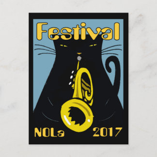 Postal Música de gato gordo de Nueva Orleans 2017