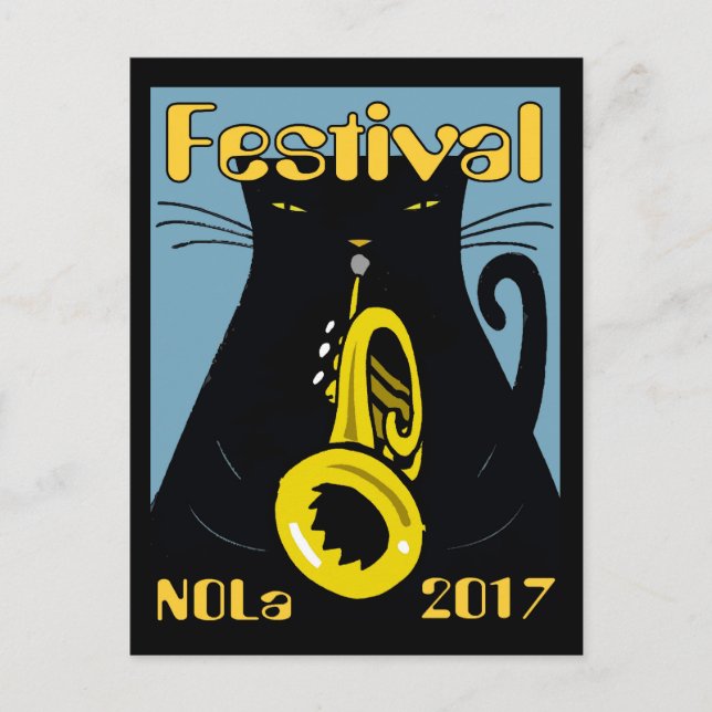 Postal Música de gato gordo de Nueva Orleans 2017 (Anverso)