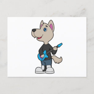 Postal Música de Guitarra Músico Perro