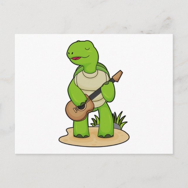 Postal Música de Guitarra Músico Tortuga (Anverso)