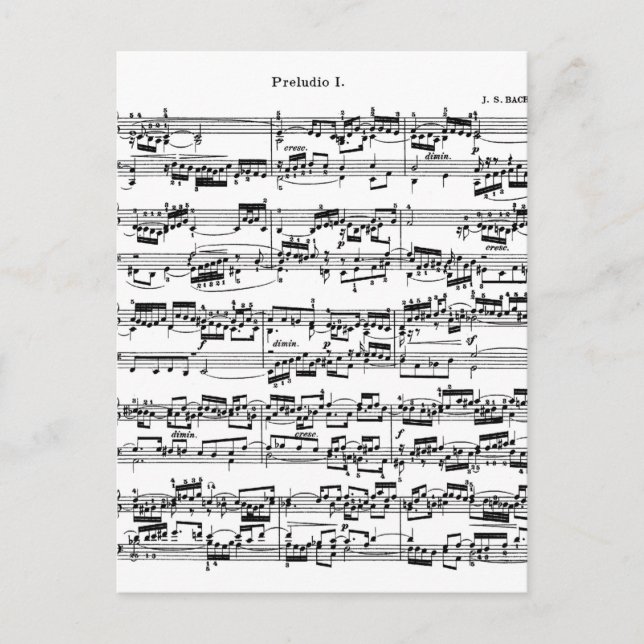Postal Música de hoja de Bach (Anverso)