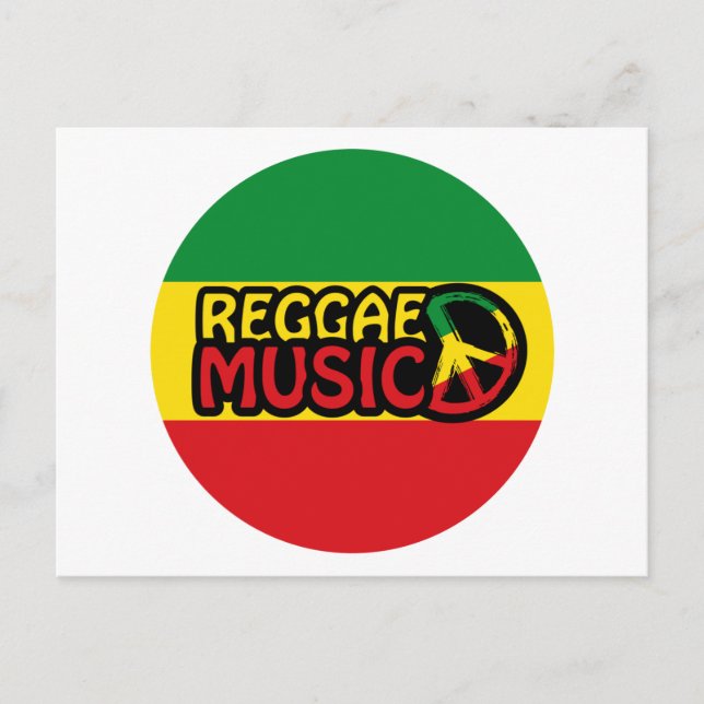 Postal Música de reggae, arte de reggae con símbolo de pa (Anverso)