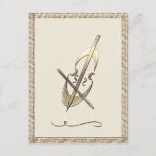 Postal Música de violonchelo de oro Músico