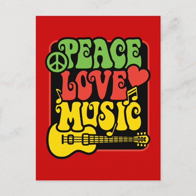 Postal Música del amor de la paz de Rasta (Anverso)