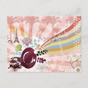 Postal Música del gramófono vintage