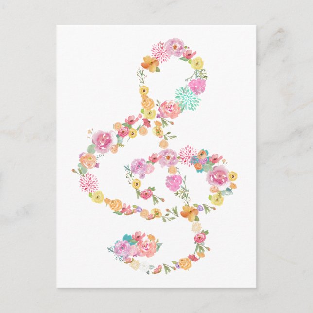 Postal música floral romántica temblor clef (Anverso)