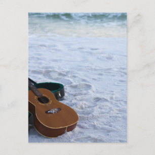 Postal Música Guitar Love Sea Lonely Beach