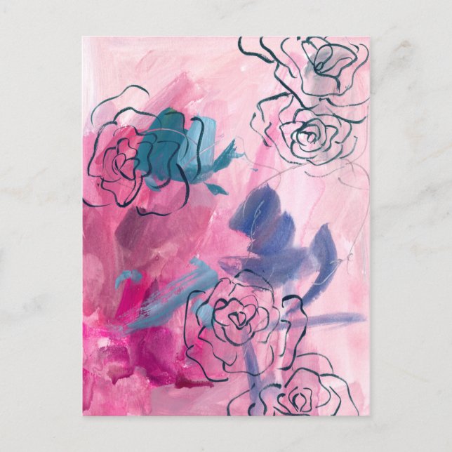 Postal Música interior - Esbozo floral (Anverso)