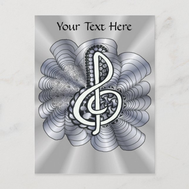 Postal Música Treble Clef Silver (Anverso)