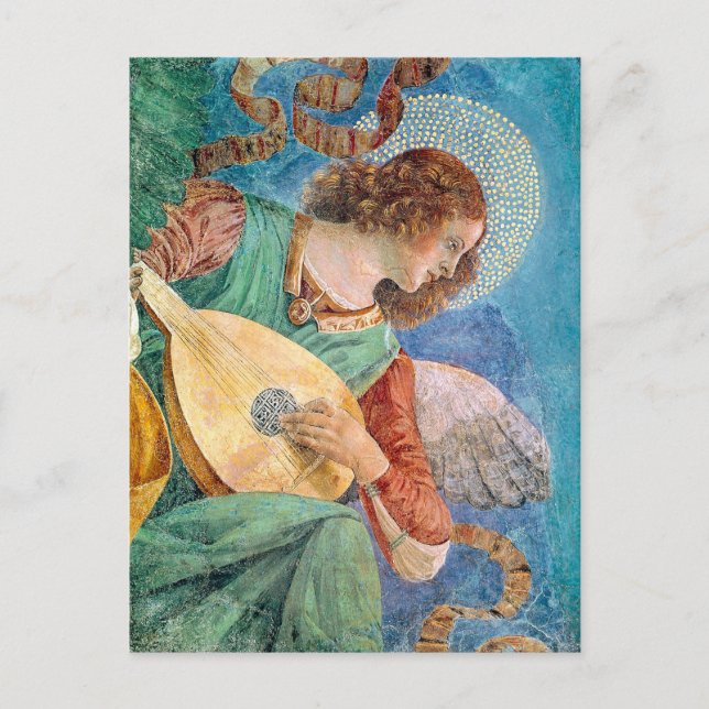 Postal Musical angel playing guitar (Anverso)