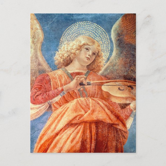 Postal Musical angel playing the violin fresco (Anverso)